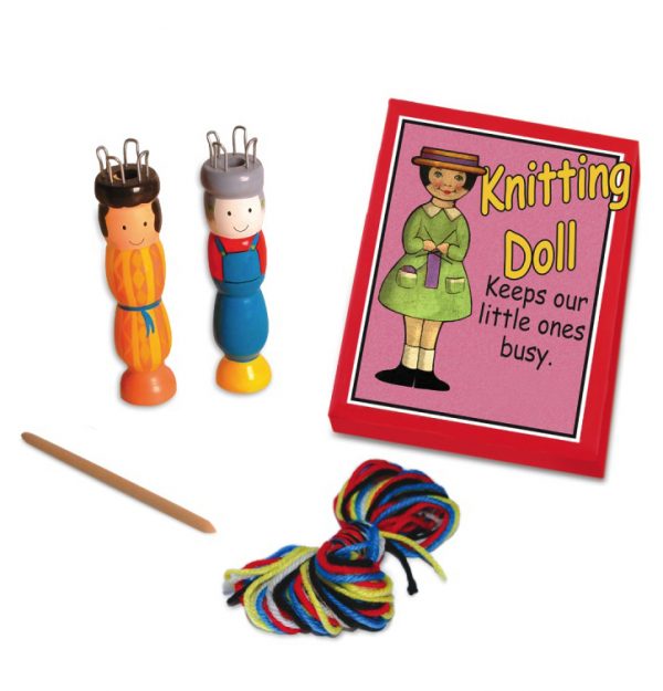 Retro wooden knitting Doll